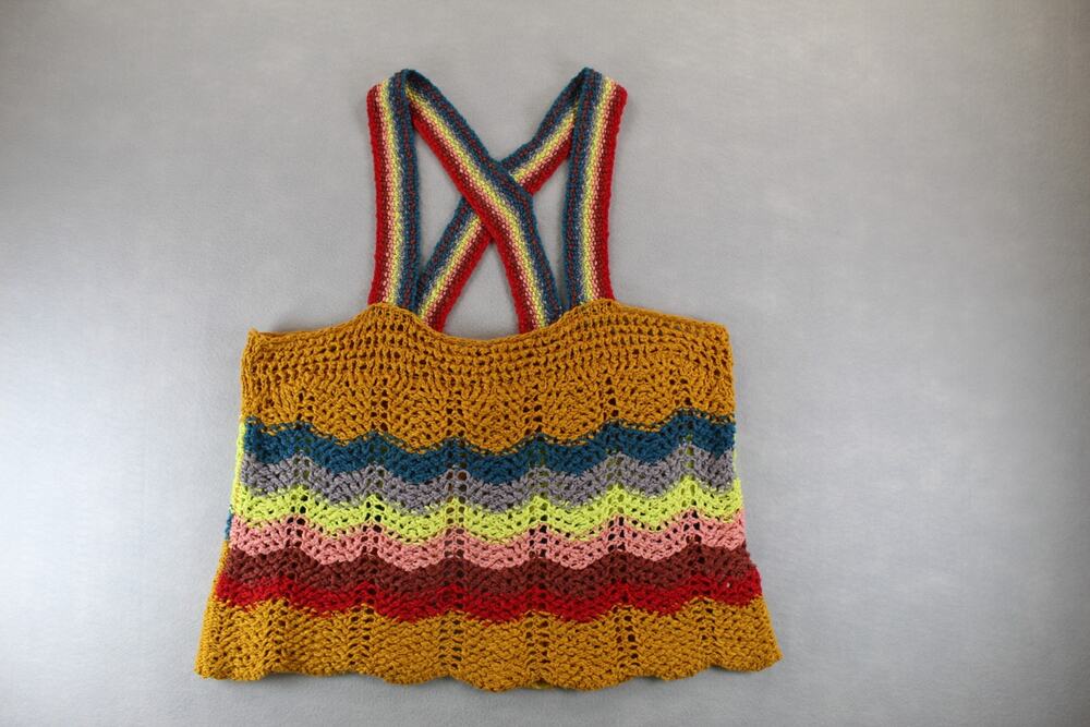 Free People Winding Road Tank Top Crochet Womens Extra Small Yellow Combo